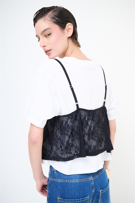 T-SHIRT + TOP PIZZO SOVRAPPOSTO