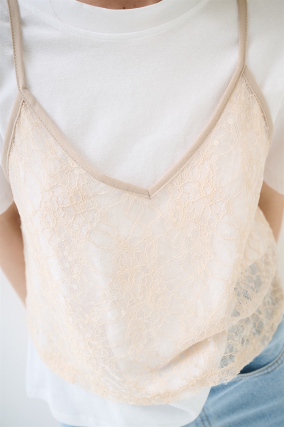 T-SHIRT IN COTONE CON TOP IN PIZZO