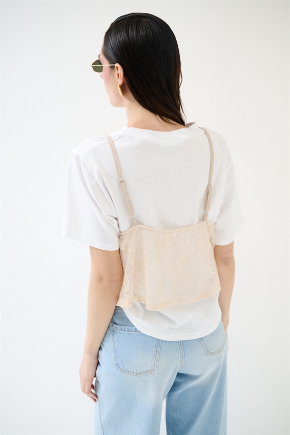T-SHIRT IN COTONE CON TOP IN PIZZO