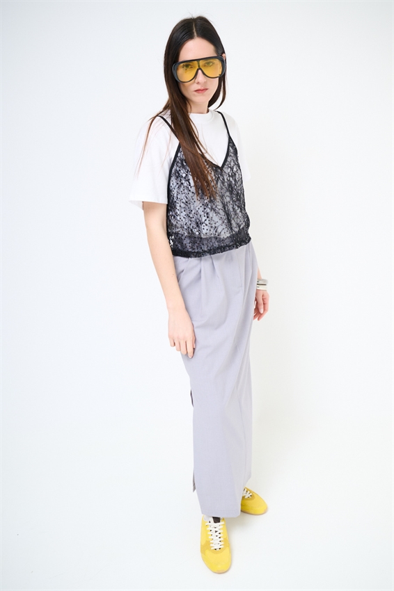 T-SHIRT IN COTONE CON TOP IN PIZZO