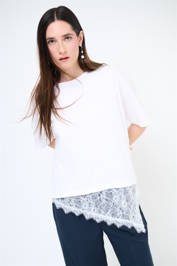 T-SHIRT OVER + PIZZO ASIMMETRICO