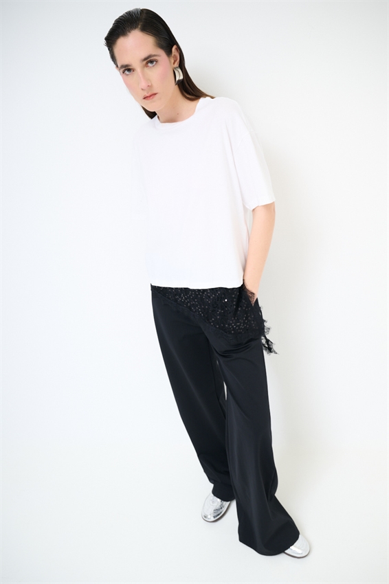 T-SHIRT OVER + PIZZO ASIMMETRICO