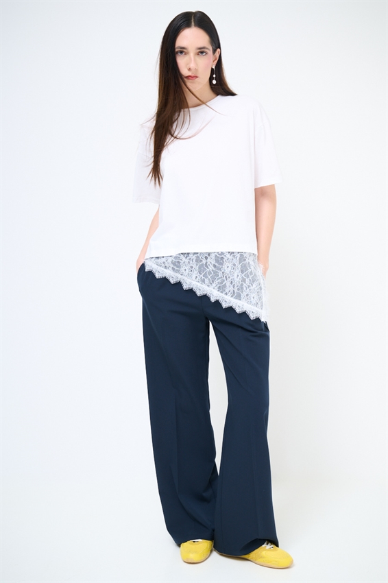 T-SHIRT OVER + PIZZO ASIMMETRICO