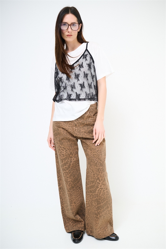 T-SHIRT CON TOP IN PIZZO