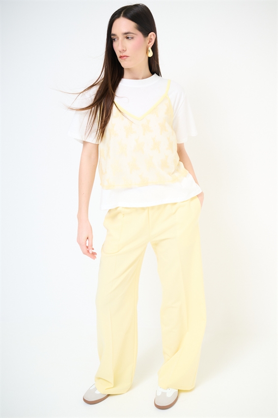 T-SHIRT CON TOP IN PIZZO