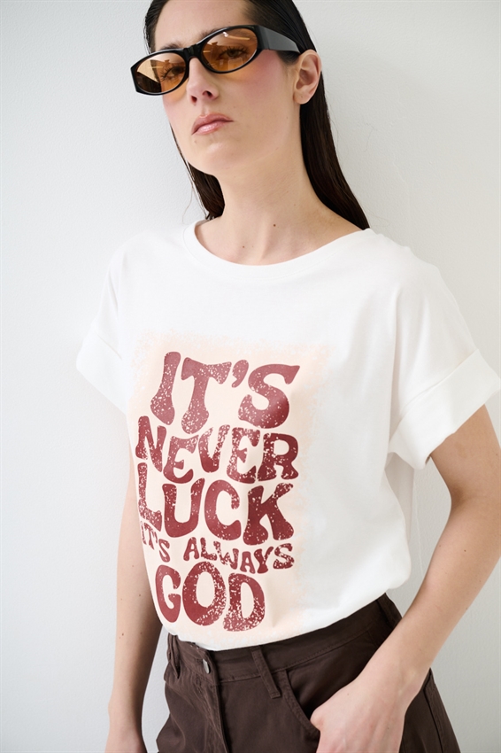 T-SHIRT CON STAMPA LUCK