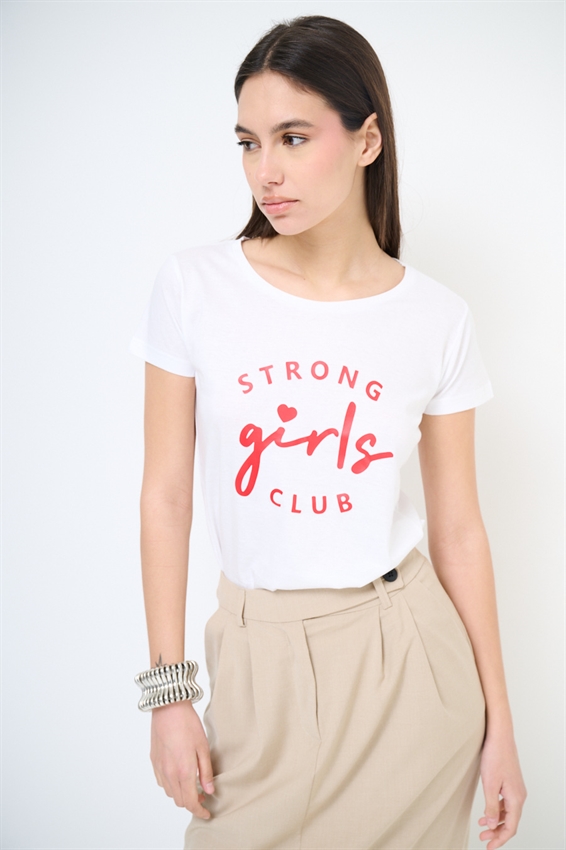T-SHIRT BASIC STAMPA STRONG GIRLS