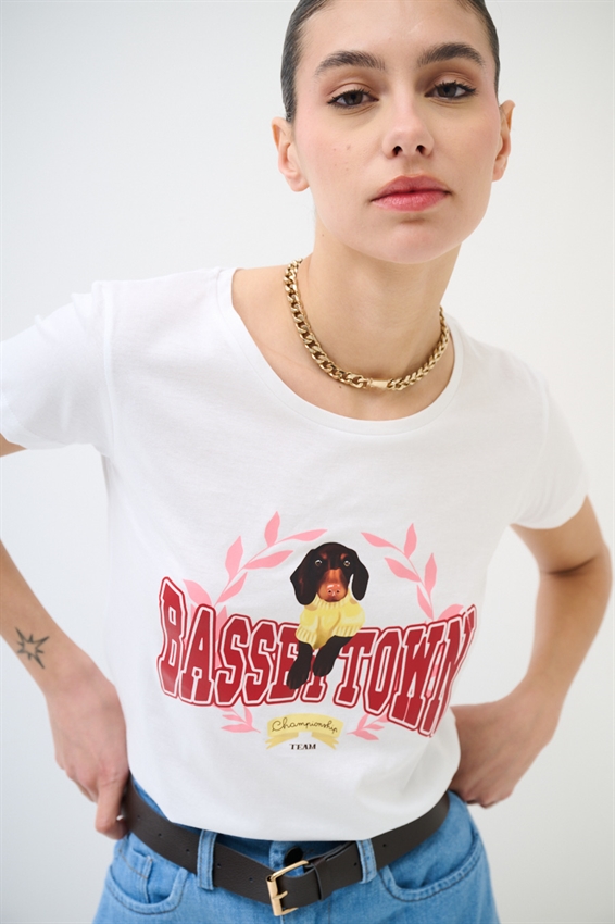 T-SHIRT STAMPA BASSOTTO + SCRITTA
