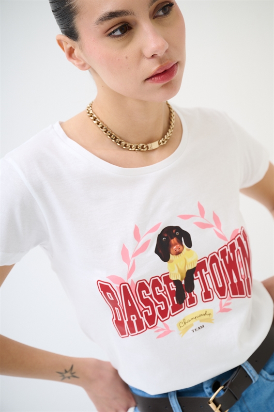 T-SHIRT STAMPA BASSOTTO + SCRITTA