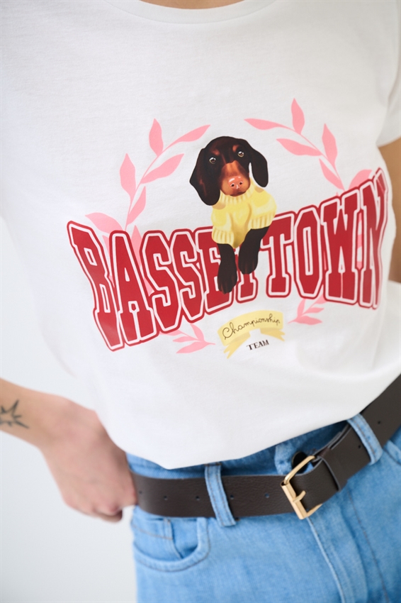 T-SHIRT STAMPA BASSOTTO + SCRITTA