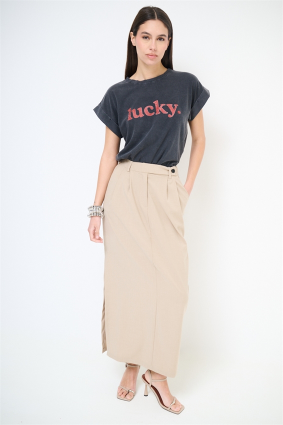 T-SHIRT CON STAMPA LUCKY EFFETTO VINTAGE