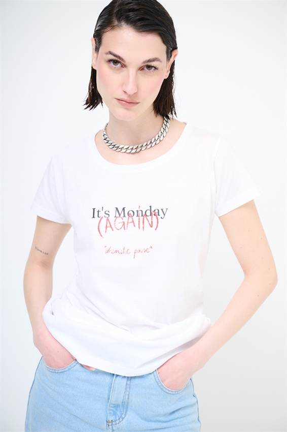 T-SHIRT CON STAMPA MONDAY AGAIN