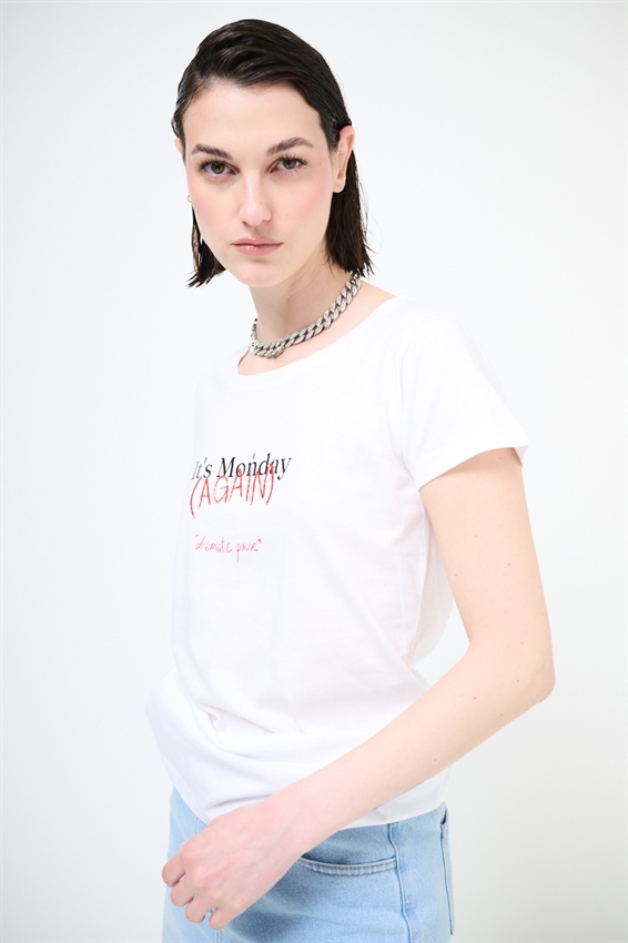T-SHIRT CON STAMPA MONDAY AGAIN