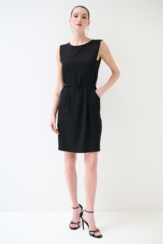 ABITO CORTO CADI CON TASCHE E CINTURA NERO