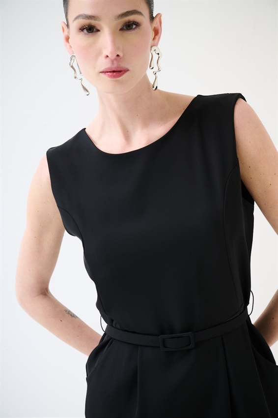 ABITO CORTO CADI CON TASCHE E CINTURA NERO