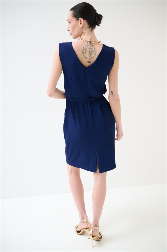 ABITO CORTO CADI CON TASCHE E CINTURA BLU