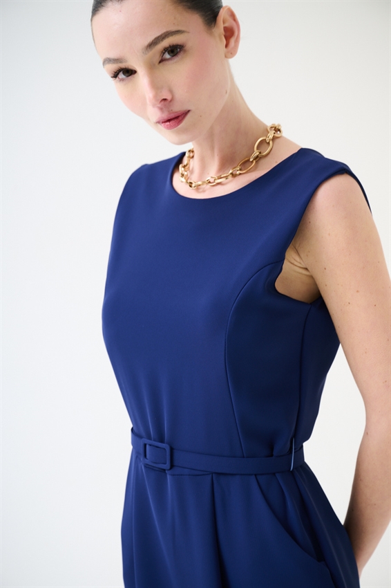 ABITO CORTO CADI CON TASCHE E CINTURA BLU