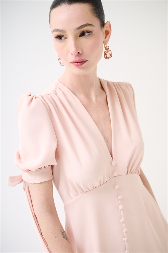 ABITO CORTO CON BOTTONI FODERATI ROSA