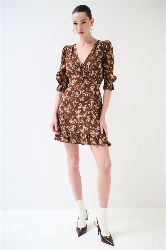 ABITO CORTO CON STAMPA E FIOCCO