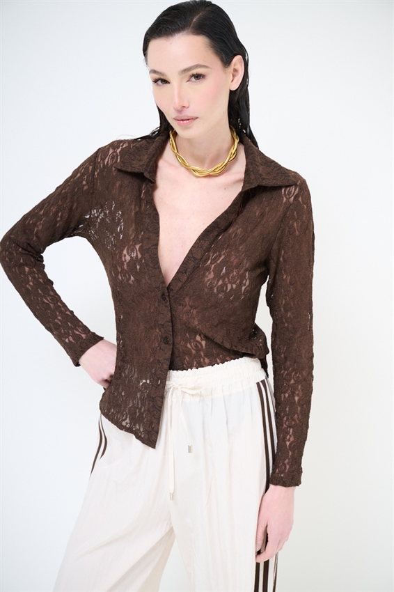 CAMICIA IN PIZZO ELASTICIZZATA