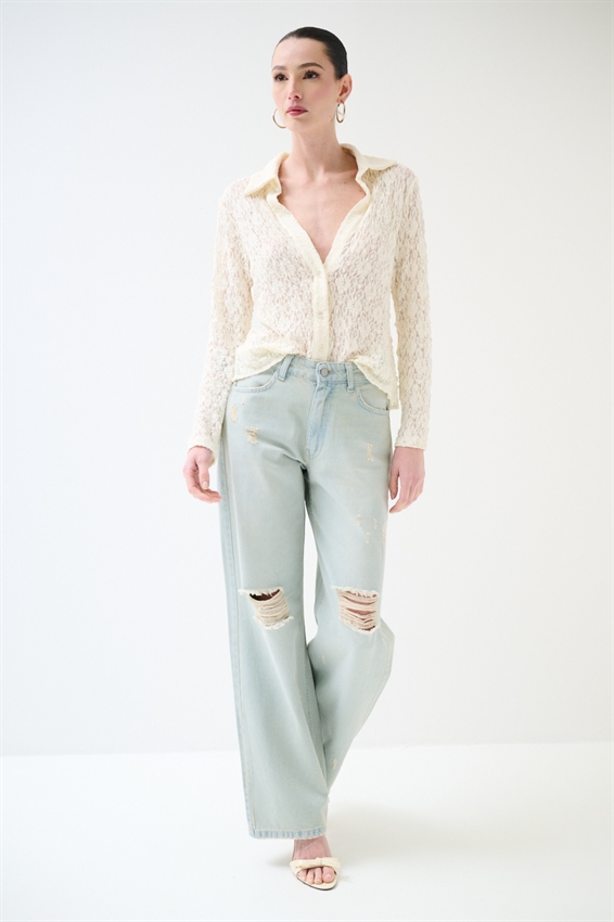 CAMICIA IN PIZZO ELASTICIZZATA