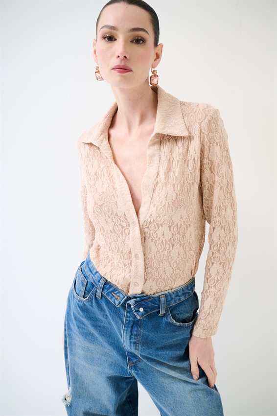 CAMICIA IN PIZZO ELASTICIZZATA