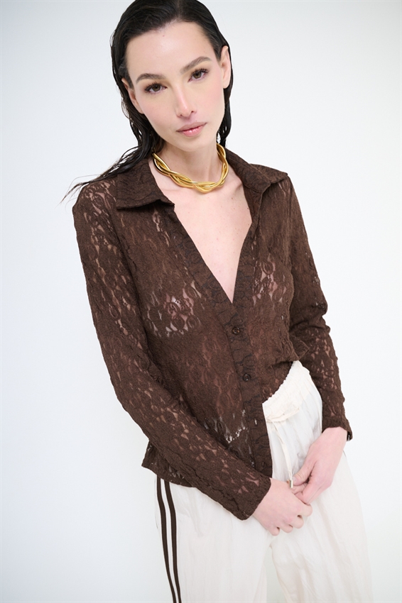 CAMICIA IN PIZZO ELASTICIZZATA