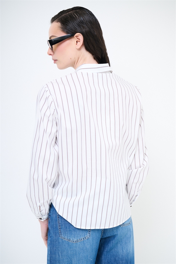 CAMICIA RIGATA CON MAXI VOLANT