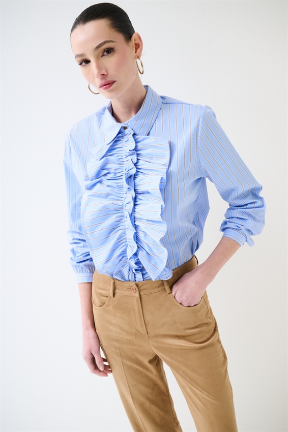 CAMICIA RIGATA CON MAXI VOLANT