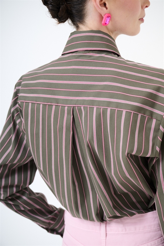 CAMICIA RIGATA CON CRAVATTA IN COTONE