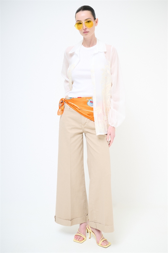 CAMICIA OVER CON RICAMO E NODO