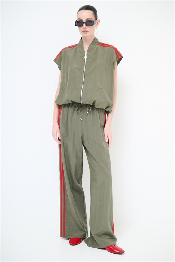 GILET OVERSIZE CON BANDE LYOCELL VERDE MILITARE