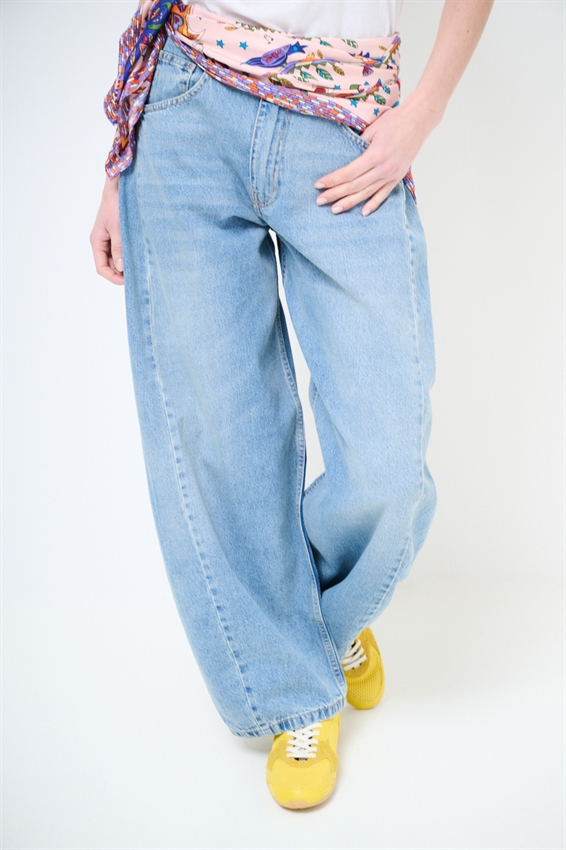 JEANS BALLOON VITA MEDIA CON DOPPIA CUCITURA LATO BLU MEDIO