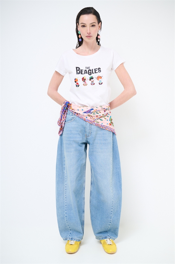 JEANS BALLOON VITA MEDIA CON DOPPIA CUCITURA LATO BLU MEDIO