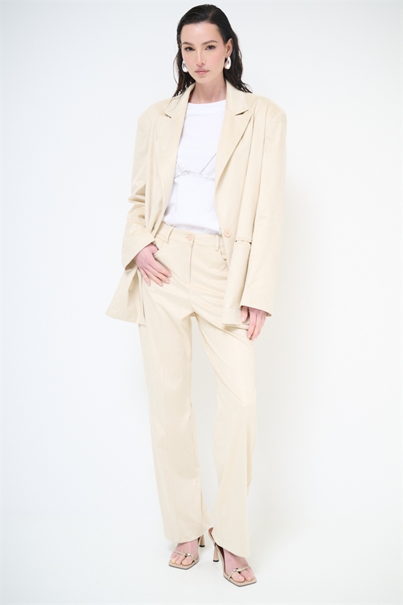 PANTALONE A 5 TASCHE CON PIEGA CENTRALE BEIGE