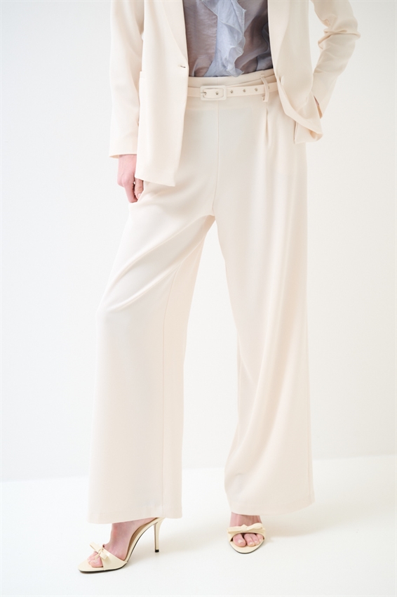 PANTAPALAZZO CON PINCES E CINTURA FODERATA