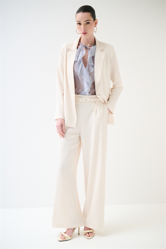 PANTAPALAZZO CON PINCES E CINTURA FODERATA BURRO