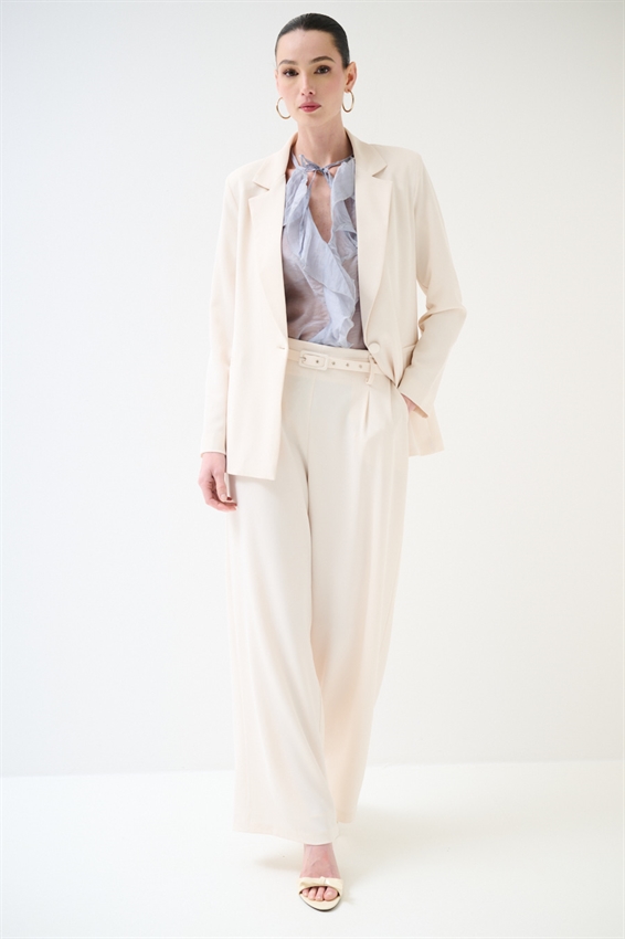 PANTAPALAZZO CON PINCES E CINTURA FODERATA BURRO