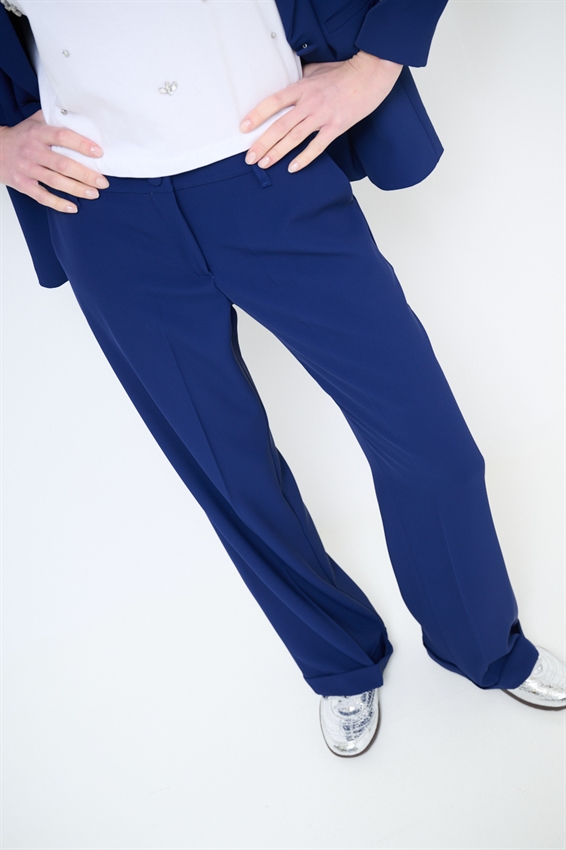 PANTALONE DRITTO IN CADI CON RISVOLTO BLU