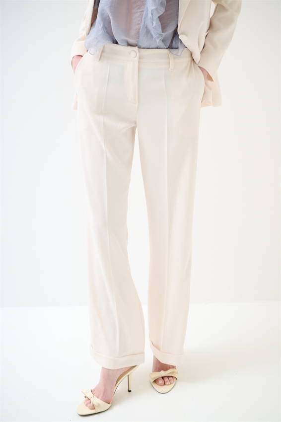 PANTALONE DRITTO IN CADI CON RISVOLTO BURRO