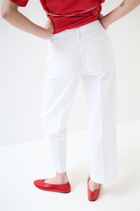 PANTA CHINO CON RISVOLTO E TAGLIO VIVO BIANCO