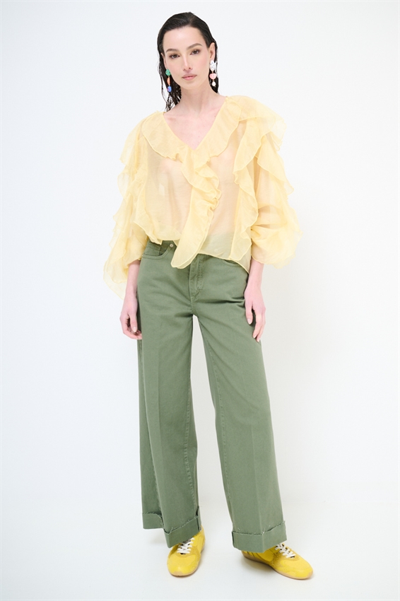 PANTAPALAZZO CON RISVOLTO E TAGLIO VIVO