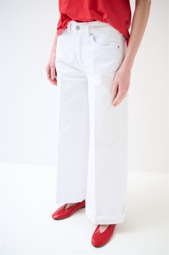 PANTAPALAZZO CON RISVOLTO E TAGLIO VIVO BIANCO