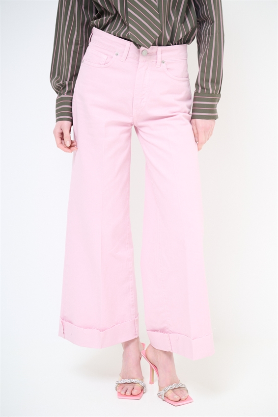 PANTAPALAZZO CON RISVOLTO E TAGLIO VIVO ROSA