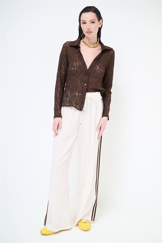 PANTALONE CON BANDE LYOCELL BURRO