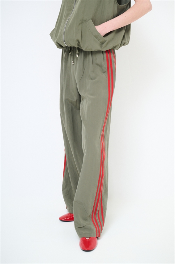 PANTALONE CON BANDE LYOCELL VERDE MILITARE