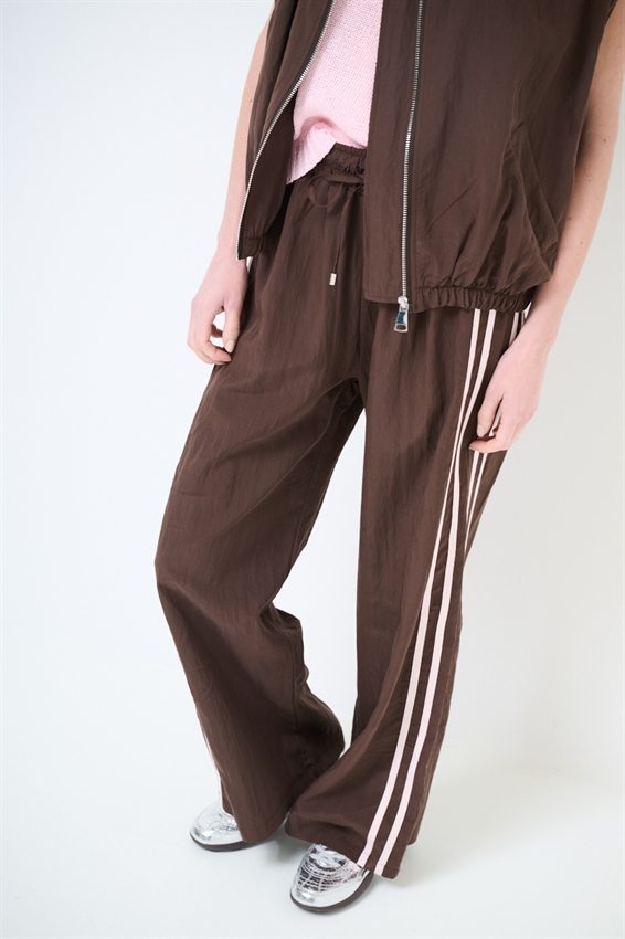 PANTALONE CON BANDE LYOCELL MORO