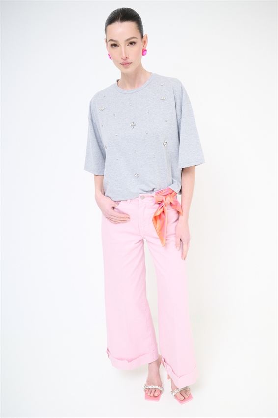 T-SHIRT CON APPLICAZIONE CASTONI