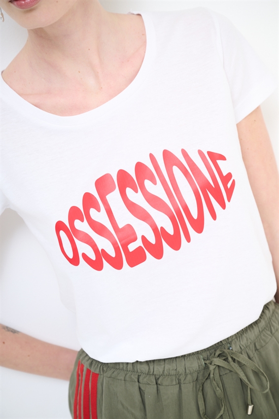 T-SHIRT STAMPA OSSESSIONE BIANCO