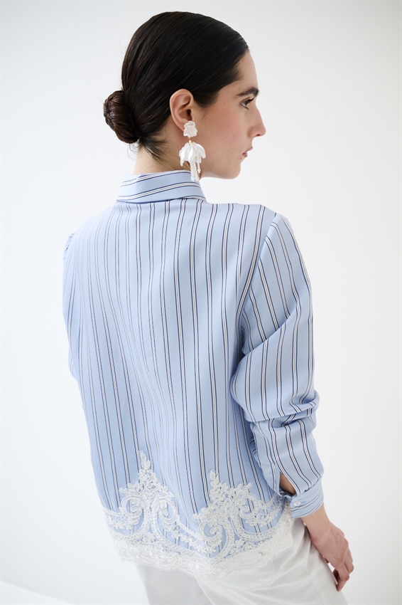 CAMICIA A RIGHE CON PIZZO